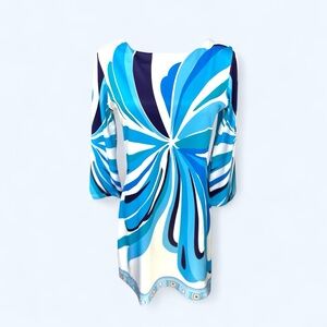 Parisou by Michelle Parisou NWT SZ XS Blue & White abstract Mini Dress